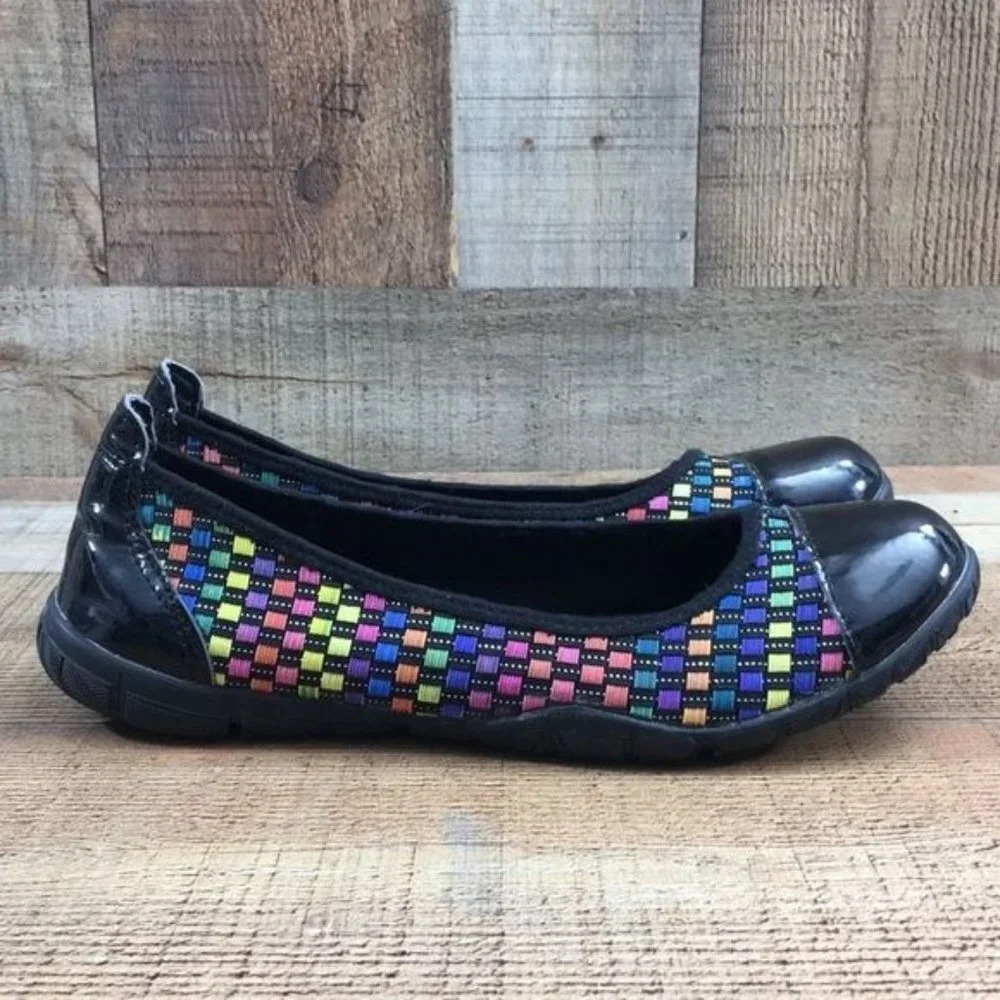 Corkys Black Multicolor Woven Coco Ballet Flats Womens 10 Comfort Slip On Shoes
